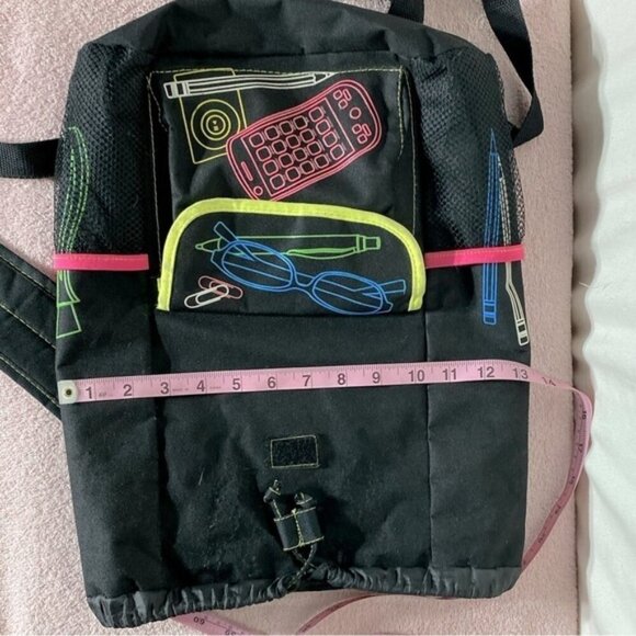 Vintage Black With Neon Graphic Book Bag Backpack - Picture 10 of 14